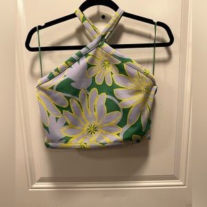 Zara Floral Crop Top - Green, Yellow, and Purple